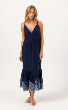 Sundays Embroidered Felton Dress In Navy
