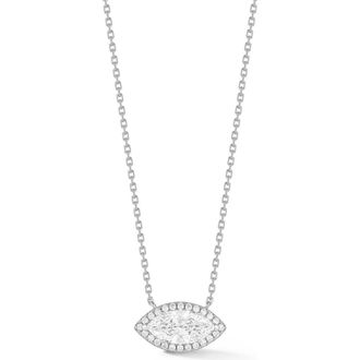 Glaze Jewelry Marquise Cut Moissanite Halo Pendant Necklace in Silver at Nordstrom Rack