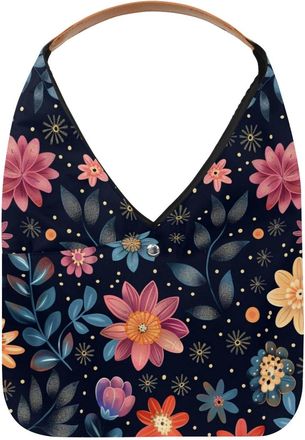 Generic Floral Coloful Reusable Lightweight Grocery Bags - Foldable Into Compact Pouch, Washable & Sturdy, Multipurpose for Shopping and Travel