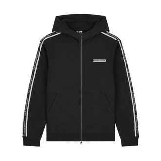 Emporio Armani Logo Series katoenen vest met capuchon en rits - Heren - Sweatshirts & Hoodies - Zwart - Maat: M Katoen