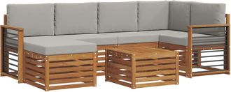 vidaXL Conjunto De Sof&aacute;s De Exterior 7 Uds. Gris Natural Y Claro Vidaxl