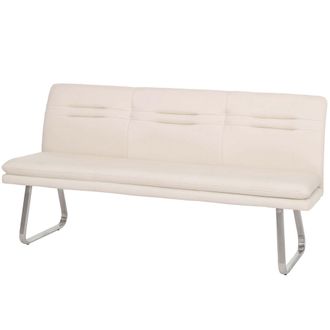 Hhg [nunca Usado] Banco Hhg-911, Banco De Comedor, Banco Tapizado, Respaldo De Tela/tejido, Acero Inoxidable Cepillado, Beige Crema, 180 Cm