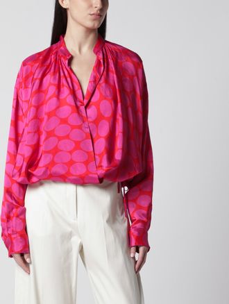 Dries Van Noten Crossed Shirt with Fuchsia Print