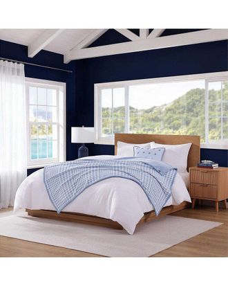 Tommy Hilfiger Modern Check/Solid Bonded Plush Throw