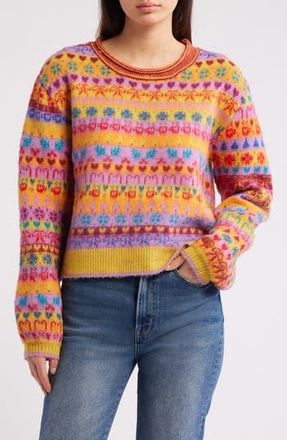 Free People Favorite Things Mixed Print Wool Blend Sweater in Bright Confetti Combo at Nordstrom Rack, Size X-Small