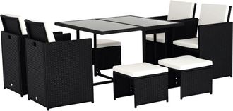 OUTSUNNY 9PC Rattan Garden Furniture Outdoor Patio Dining Table Set Black