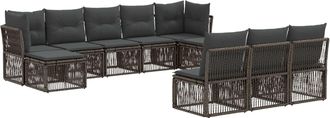 vidaXL Conjunto De Sof&aacute;s De Jard&iacute;n 10 Uds. Gris Rat&aacute;n Sint&eacute;tico Vidaxl