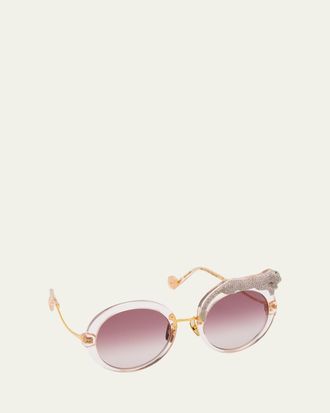 Anna-Karin Karlsson Rose et la Roue Round Mixed-Media Sunglasses