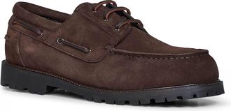 STUDIO NICHOLSON Mens Boat Shoes Guston Coffee Suede Brown Calf Lace-Up Flat