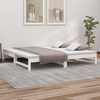 vidaXL Sof&aacute; Cama Extra&iacute;ble Madera Maciza De Pino Blanco 2x(100x200) Cm Vidaxl