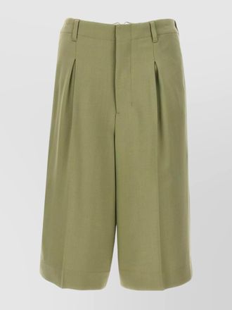 Ami pin tuck pleated bermuda shorts