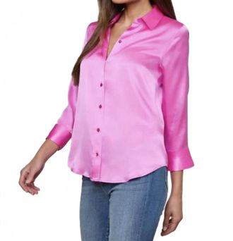 L'agence Dani 3/4 Sleeve Silk Blouse In Hot Pink