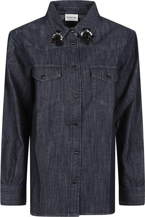 P.A.R.O.S.H. Candore Long Sleeve Shirt - Dames - Spijkeroverhemden - Zwart - S - Denim - Overhemden