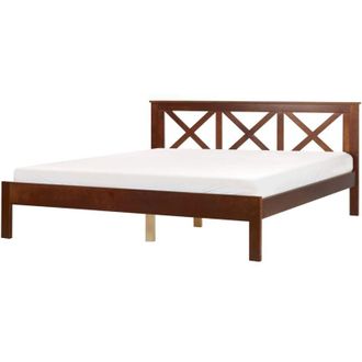 Beliani Beliani - Letto in Legno Scuro con Rete a Doghe Design Elegante 180 x 200 cm Tannay