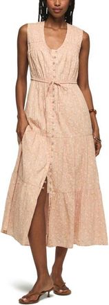 Lucky Brand Floral Print Tiered Midi Dress in Blush Floral at Nordstrom, Size X-Large