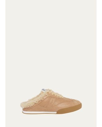 Chlo&eacute; Kick Shearling-Lined Suede Sneaker Mules