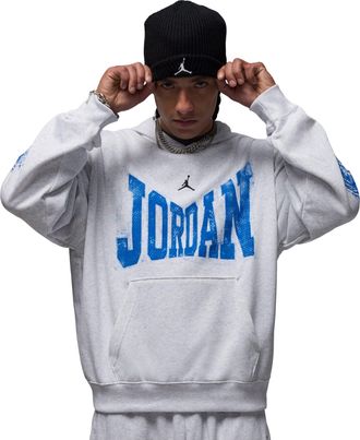 Nike Jordan Air Jordan Brooklyn Collegiate Pullover Oversized Hoodie Birch Heather Black HV0093-051