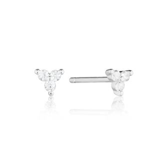 Lily & Roo Silver Triple Diamond Style Stud Earrings