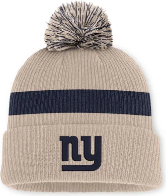 Nike New York Giants Rewind Peak Nike Mens NFL Cuffed Pom Beanie in Brown | NF160J2S8IV-M17