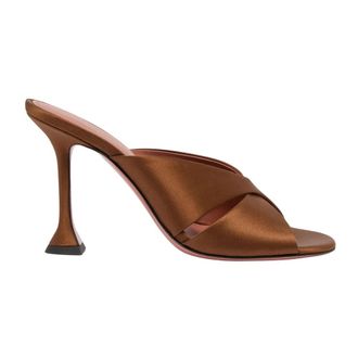 Amina Muaddi Salma Slipper 95 - Dames - Muiltjes - Bruin - 40 EU - Satijn - Schoenen