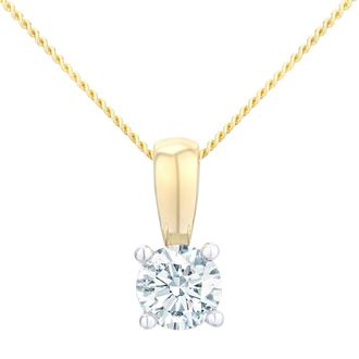 Jewelco London 18ct Gold Round 1/2ct Diamond Solitaire Pendant Necklace 18 inch - PP0AXL1896Y18HSI