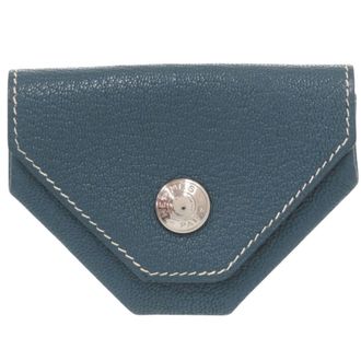 Herm&egrave;s Blue Chevre Leather Coin Purse/Coin Case (Pre-Owned)