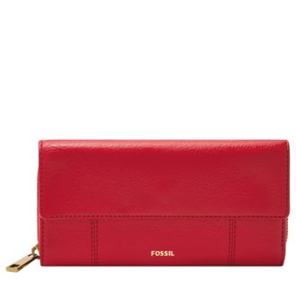Fossil Womens Jori RFID Leather Flap Clutch