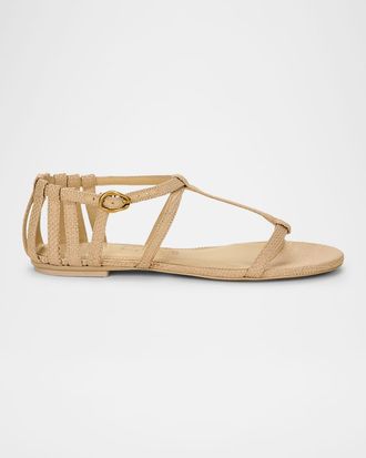 Cult Gaia Cecilia Raffia Ankle-Strap Sandals