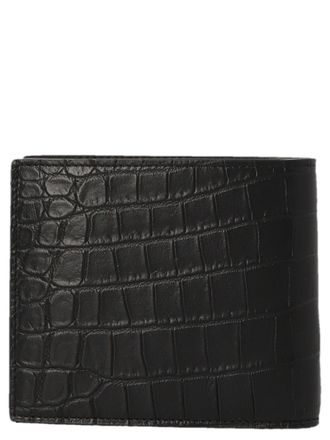 Saint Laurent Crocodile-Embossed Leather Wallet - Black
