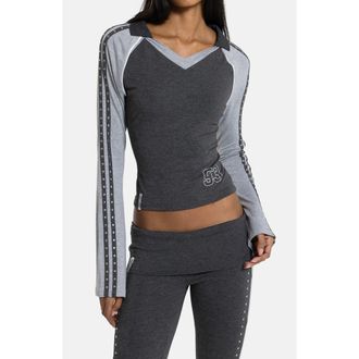 Jaded London Long Sleeve Baby Tee in Grey at Nordstrom, Size X-Small