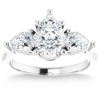 Pompeii3 2Ct TW Pear Shape Three Stone Diamond Engagement Ring in 14k Gold Lab Grown