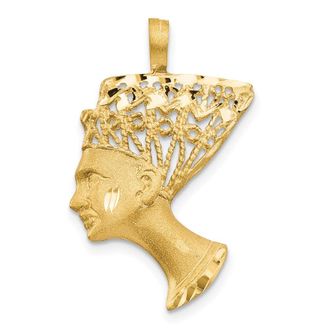 Diamond2Deal 14k Yellow Gold Satin Diamond-Cut Nefertiti Charm