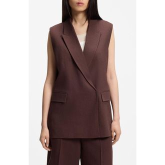 BOSS Jankania Linen Blend Vest in Mocha at Nordstrom, Size 10