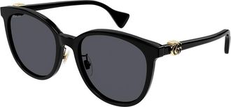 Gucci GG1180SK Asian Fit 002 Womens Sunglasses Black Size 56 - Free RX Lenses - Free RX Lenses