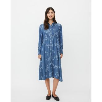 Masai MaNokolo Floral Print Midi Dress in Blue Denim at Nordstrom, Size Xx-Large