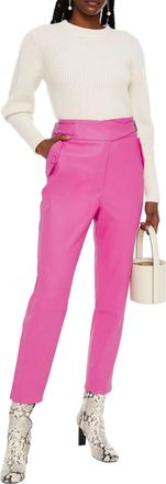 Veronica Beard Pink Jania High-rise Leather Ankle Pants Size M