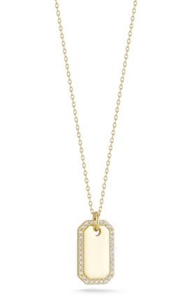 Glaze Jewelry Sterling Silver Pave Tag Necklace