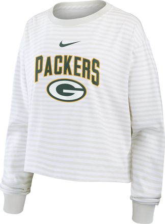 Nike Green Bay Packers Primetime Nike Womens Cropped Long-Sleeve T-Shirt in White | 05KV0CEB7T-PFN