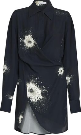 Gloria Coelho draped print top - women - Viscose - 44 - Black