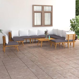 vidaXL Juego Muebles De Jard&iacute;n 8 Plazas Y Cojines Madera Maciza Acacia Vidaxl