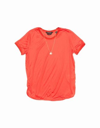 Maison Scotch Womens Maison Scotch Short Sleeve Lurex Rib Detailed Womens Tee - Red - Size: 14