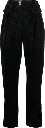 Alberta Ferretti geometric-print high-waisted trousers - women - Spandex/Elastane/Polyester/Cotton/Viscose/Polyester/Cotton - 42 - Black