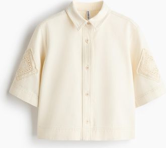 H&M Jeanshemd mit Kurzarm - White