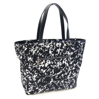 Bally Black White Nylon Canvas Leather Tote Bag (Pre-Owned)