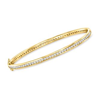 Ross-Simons CZ Eternity Bangle Bracelet in 18kt Gold Over Sterling