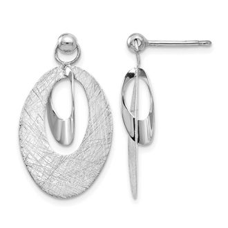 Diamond2Deal 14K White Gold Oval Shape Fancy Reversible Dangle Earring