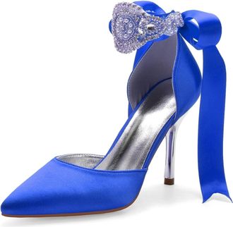 Miyoopark Wedding and Evening Shoes for Women Prom Pumps with Ribbon M531 Royal Blue UK 8.5