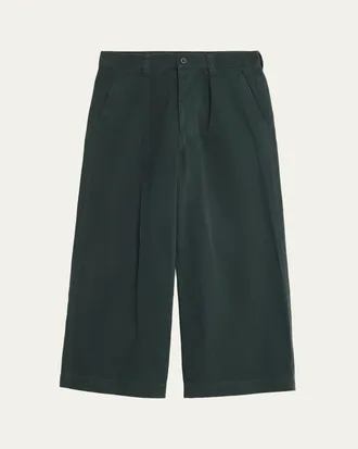 Homme Pliss&eacute; Issey Miyake Mens Cotton Double-Pleated Wide Leg Trousers