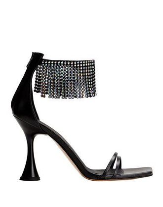 8 by YOOX LEATHER SANDALS WITH RHINESTONE EMBELLISHMENT