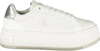 Calvin Klein Witte Leren Dames Sneaker Sleehak - Dames - Sneakers - Wit - 41 EU - Schoenen